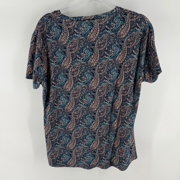 LIN&LLI Plus Size 2X Paisley Print Short Sleeve Gathered Neck Blouse Top - Picture 4 of 6
